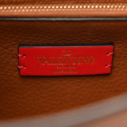 Valentino Garavani Pebbled Calfskin Rockstud Saddle Bag Saddle Brown 7 of 10
