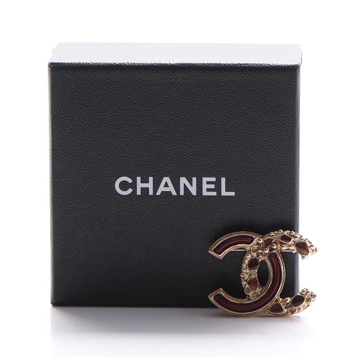 Enamel Gripoix Poured Glass CC Brooch Gold