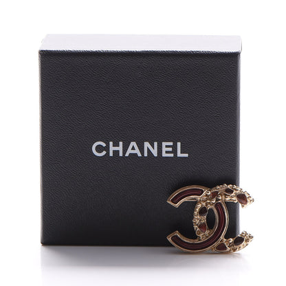 Chanel Enamel Gripoix Poured Glass CC Brooch Gold 5 of 5