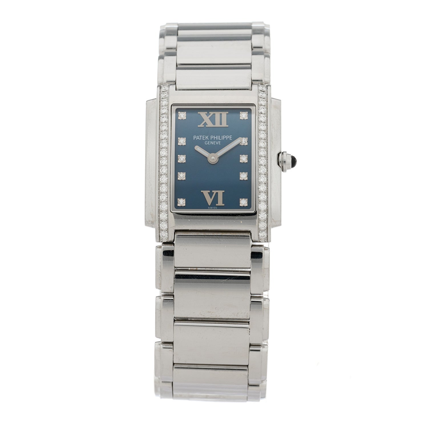 Patek Philippe Stainless Steel Diamond 25mm Twenty-4 Quartz Watch Blue 4910/10A-012 1 of 5