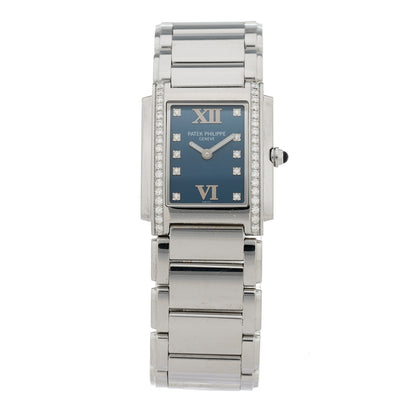 Patek Philippe Stainless Steel Diamond 25mm Twenty-4 Quartz Watch Blue 4910/10A-012 1 of 5