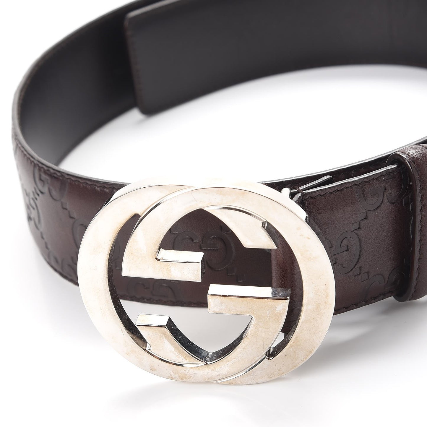 Guccissima Interlocking G Belt 80 32 Dark Brown