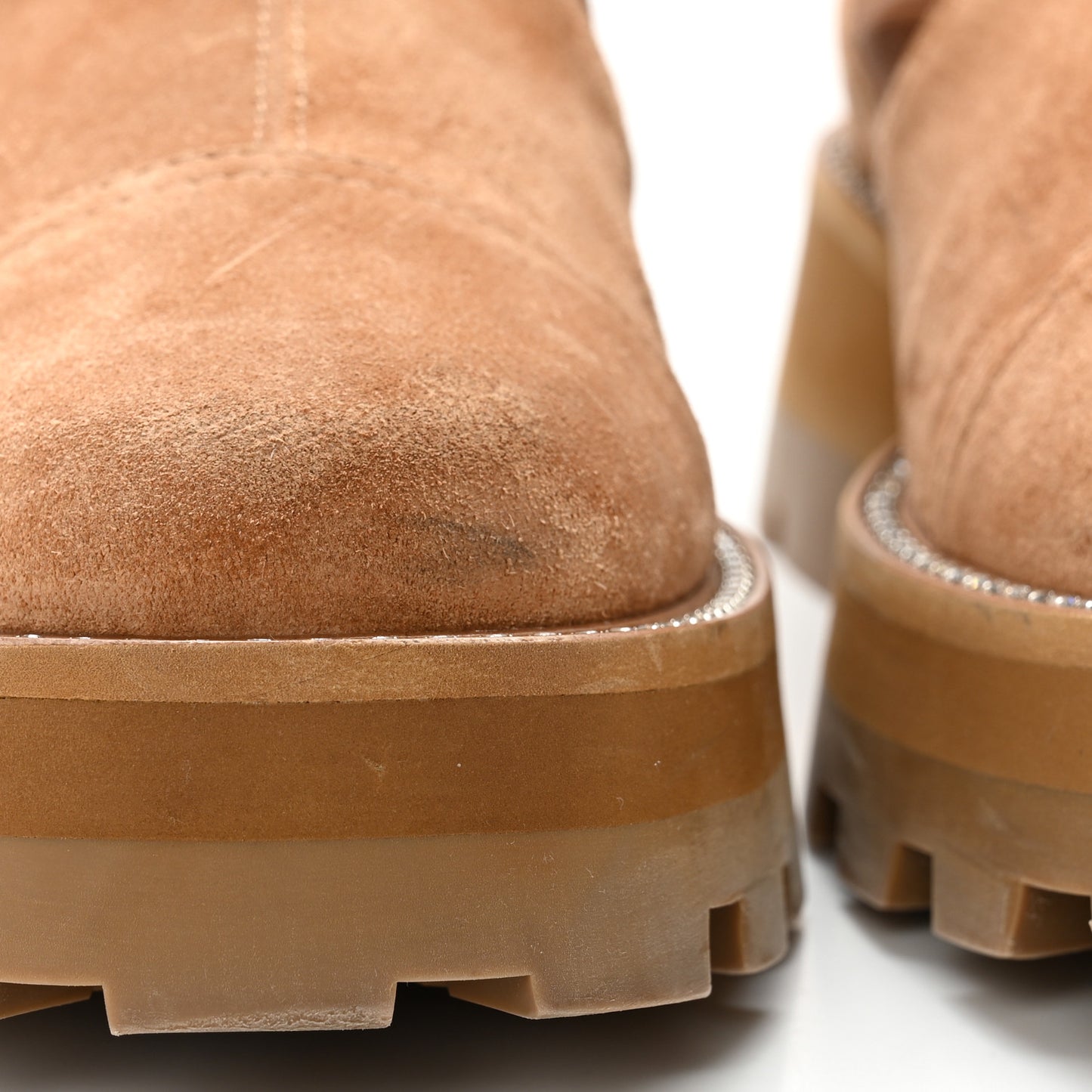 Suede Crystal Clayton Flat Ankle Boots 39.5 Caramel