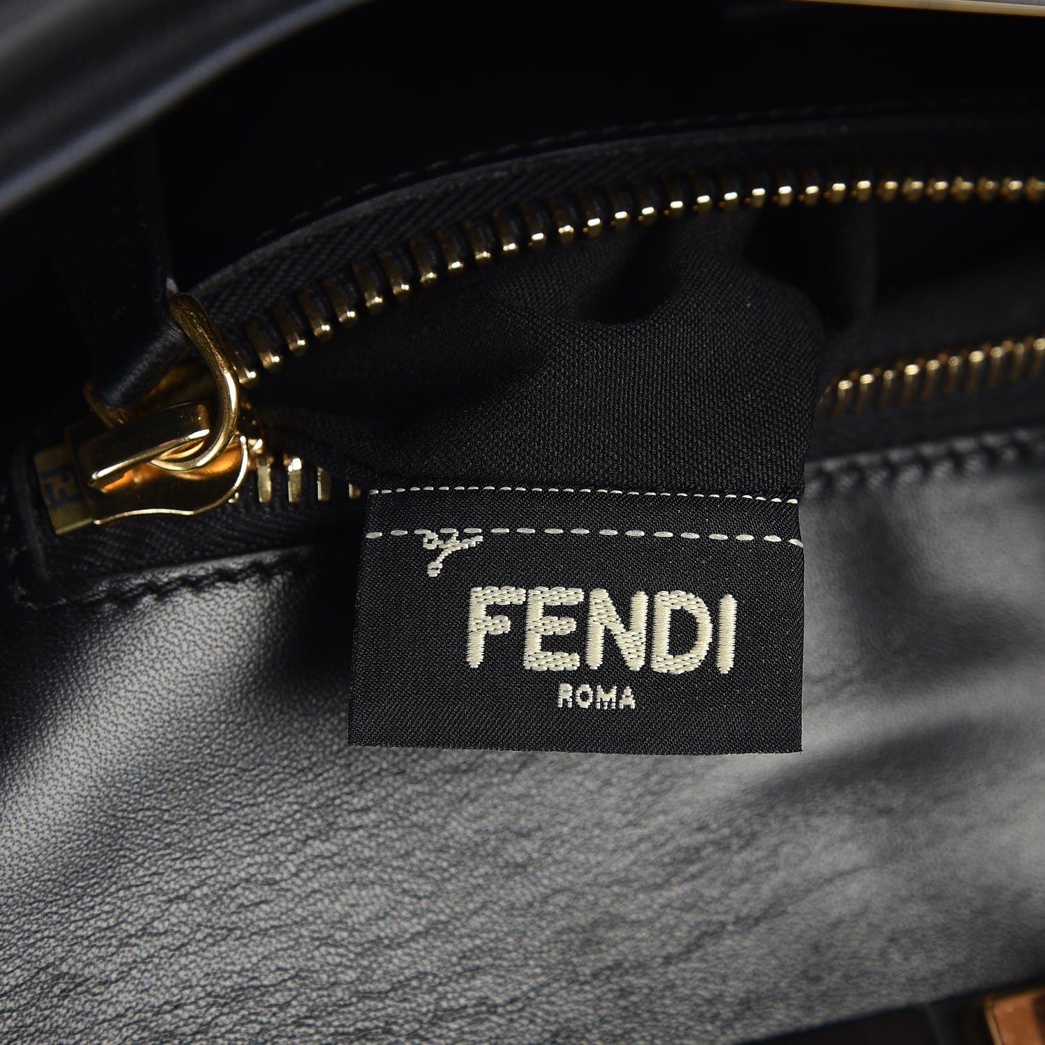 Fendi Vitello Seta Shiny Nappa Large Peekaboo Iconic Satchel Black 7 of 12