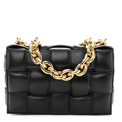Bottega Veneta Lambskin Maxi Intreccio Padded Chain Cassette Crossbody Bag Black 1 of 9