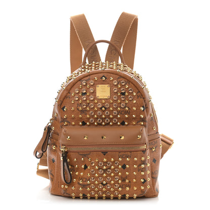 MCM Visetos Swarovski Mini Stark Diamond Backpack Cognac 1 of 11