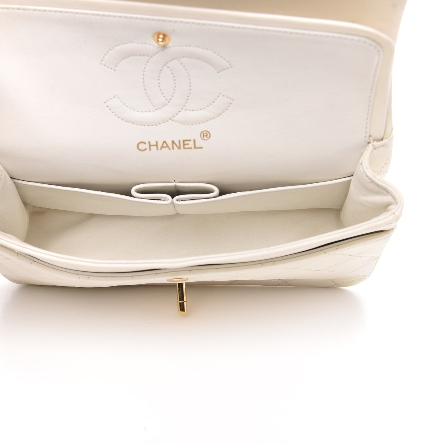 Lambskin Quilted Small Double Flap White