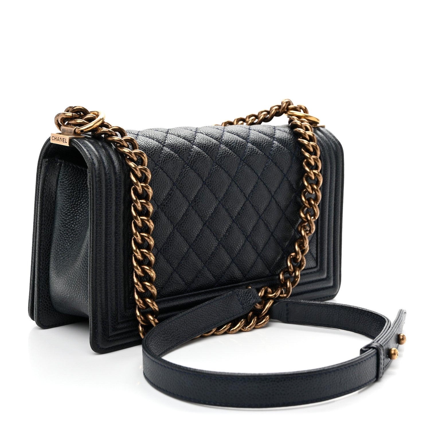 Chanel Caviar Quilted Medium Boy Flap Navy 3 of 11