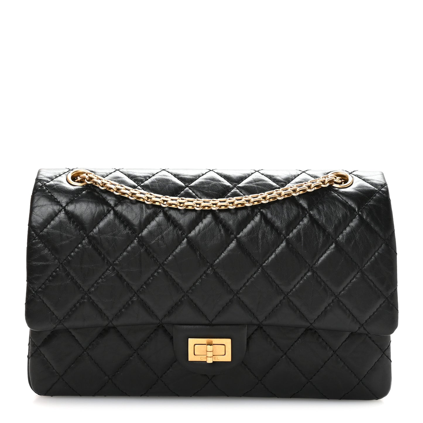 Aged Calfskin Quilted 2.55 Reissue 226 Flap Black