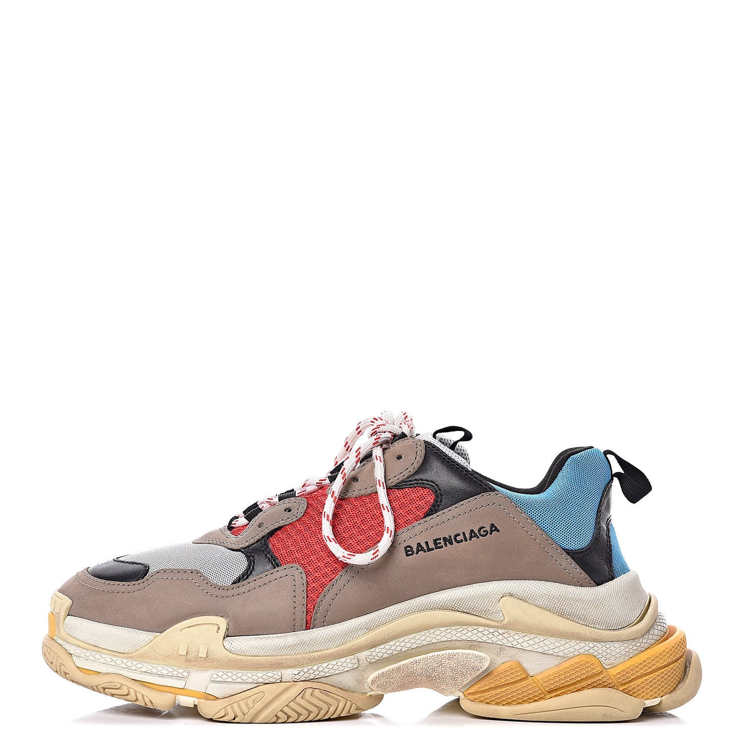 Mesh Nubuck Mens Triple S Sneakers 44 Bleu Gris Rouge