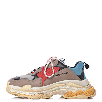 Balenciaga Mesh Nubuck Mens Triple S Sneakers 44 Bleu Gris Rouge 1 of 8