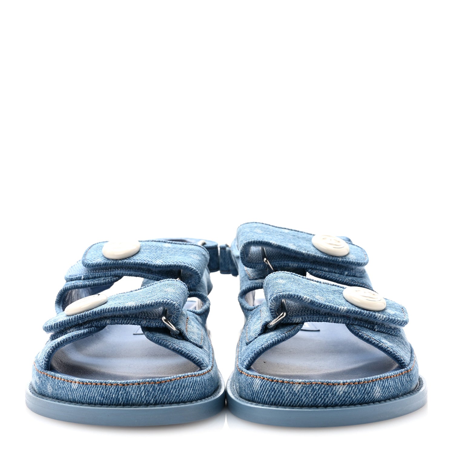 Chanel Printed Denim CC Dad Sandals 36 Light Blue 2 of 9