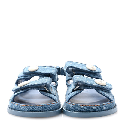 Chanel Printed Denim CC Dad Sandals 36 Light Blue 2 of 9