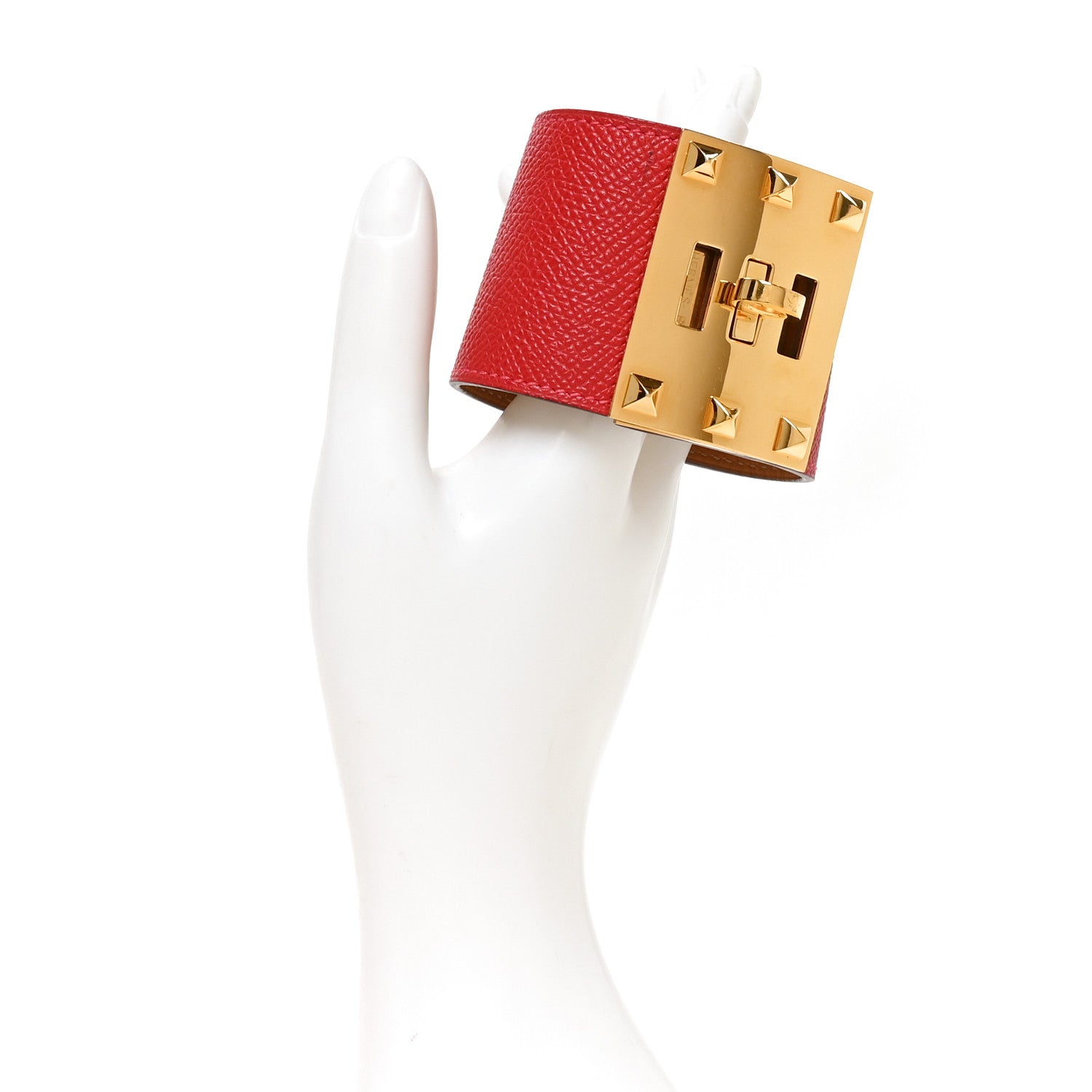 Hermes Epsom Kelly Extreme Dog Bracelet S Rouge Casaque 2 of 5