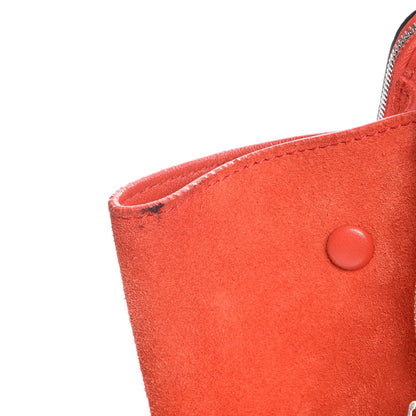Celine Drummed Calfskin Suede Double Zip Trapeze Vermillion 8 of 9