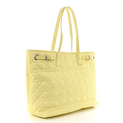 Christian Dior Coated Canvas Cannage Medium Panarea Tote Light Yellow 3 of 11