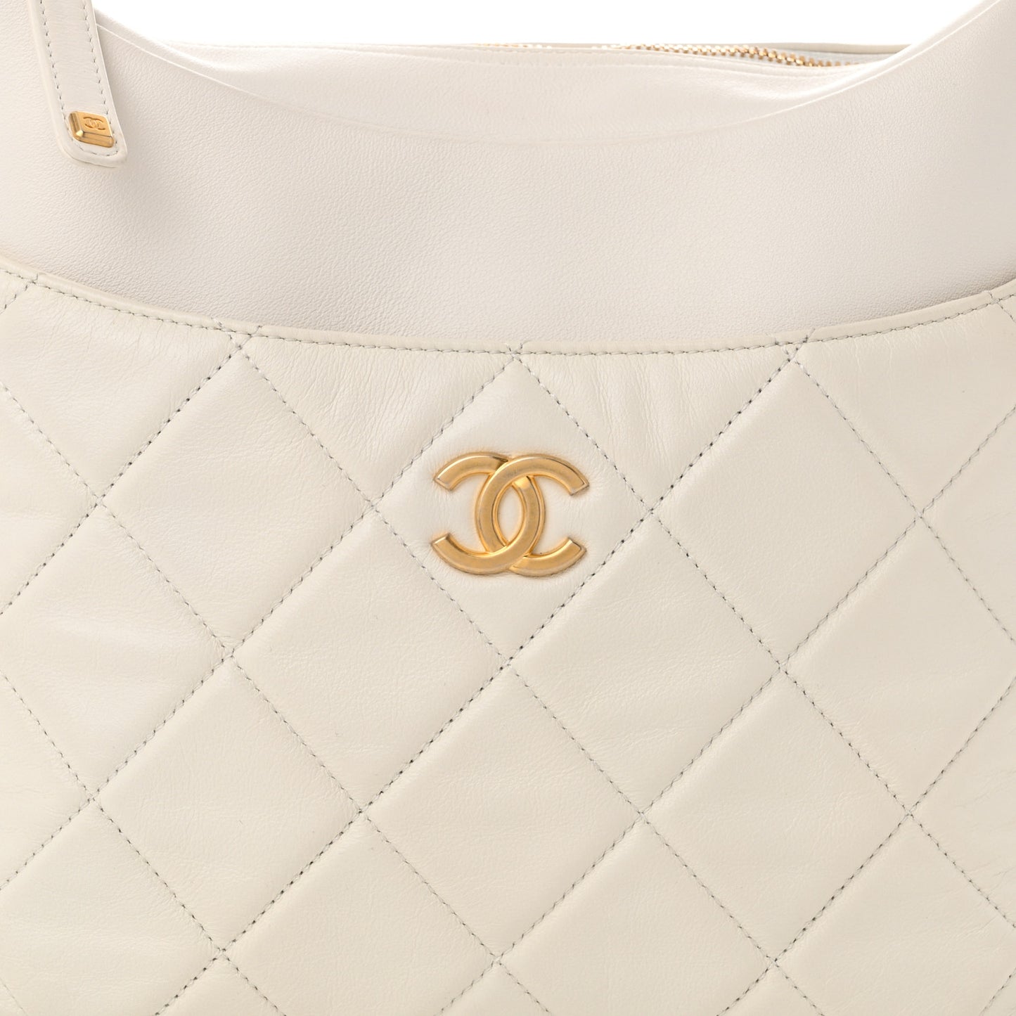 Calfskin Quilted Close To Me Hobo White