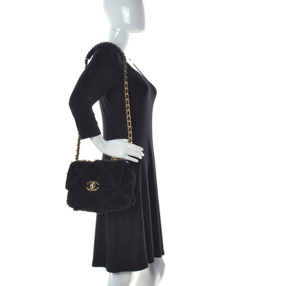 Chanel Cotton Canvas Quilted Medium Chanel 19 Flap Black 2 of 10
