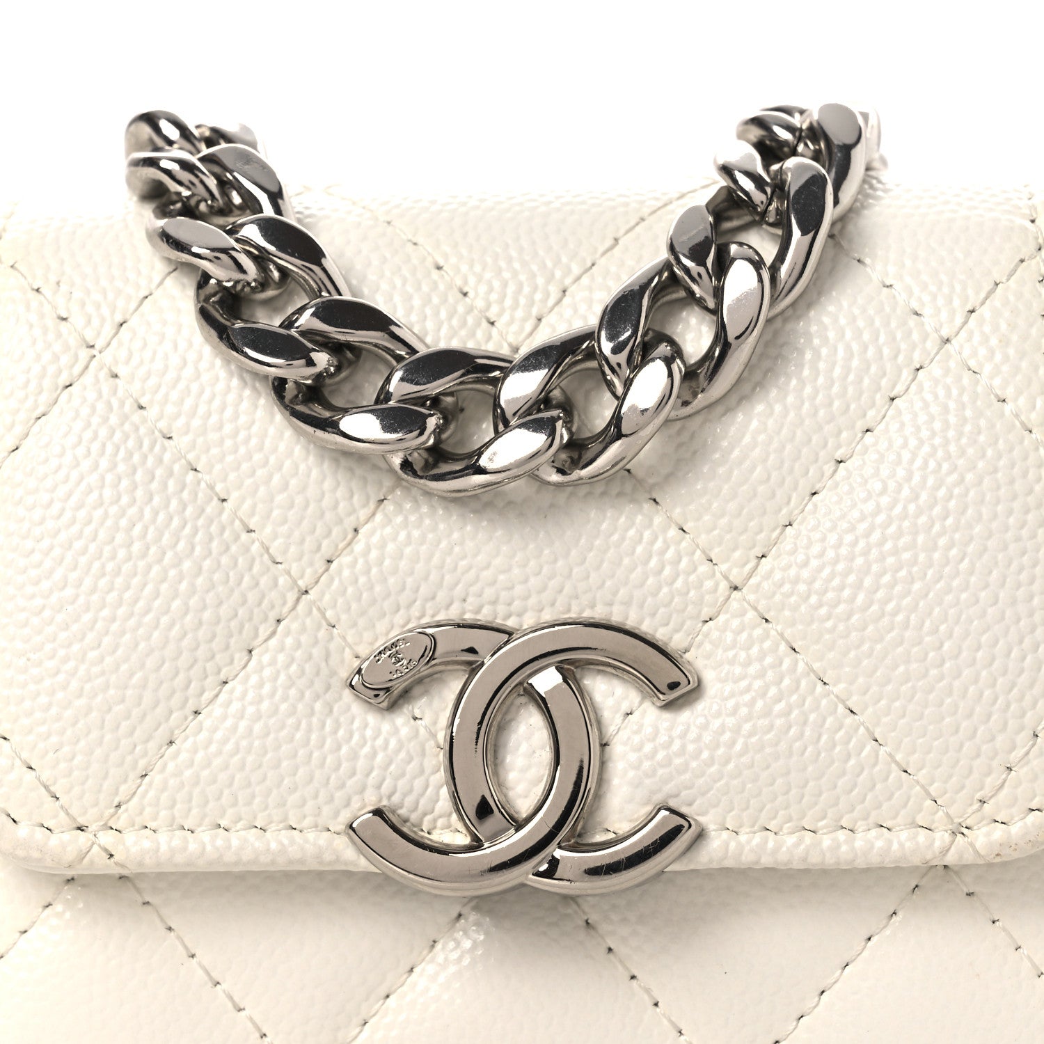 Chanel Caviar Quilted Enamel Coco Clutch With Chain White 14 of 24