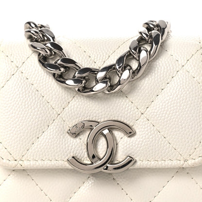 Chanel Caviar Quilted Enamel Coco Clutch With Chain White 14 of 24