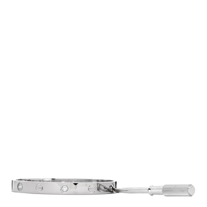 Cartier 18K White Gold 4 Diamond Love Bracelet 16 3 of 9