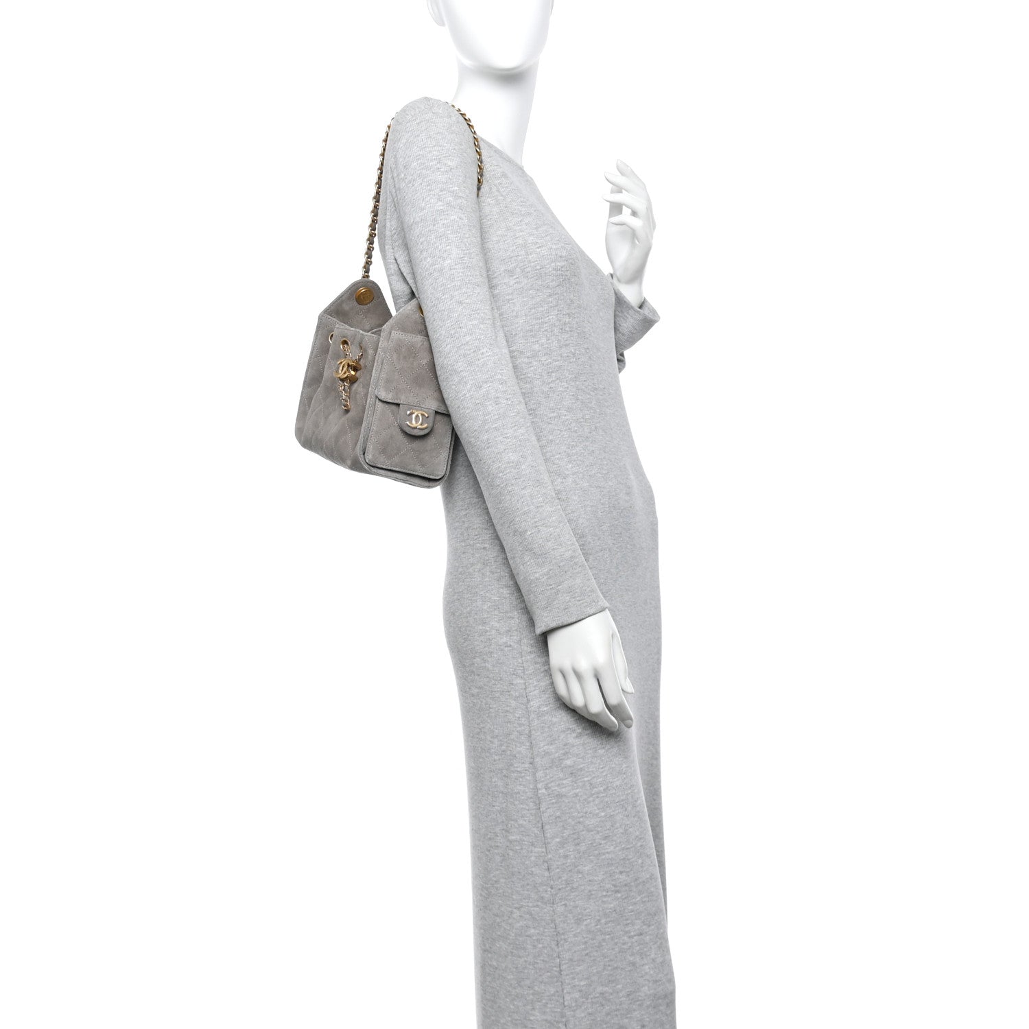 Chanel Suede Quilted Mini Chanel 25 Handbag Dark Grey 2 of 10