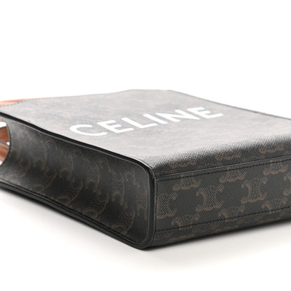 Celine Triomphe Canvas Calfskin Mini Vertical Cabas Tan 6 of 7