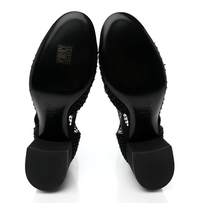 Chanel Resille Strass Kid Suede Patent Mary Jane Short Boots 39 Black 6 of 12
