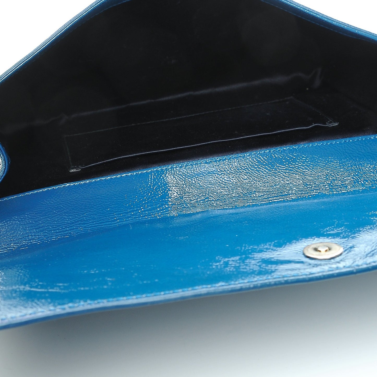 Textured Patent Large Belle de Jour Clutch Blue