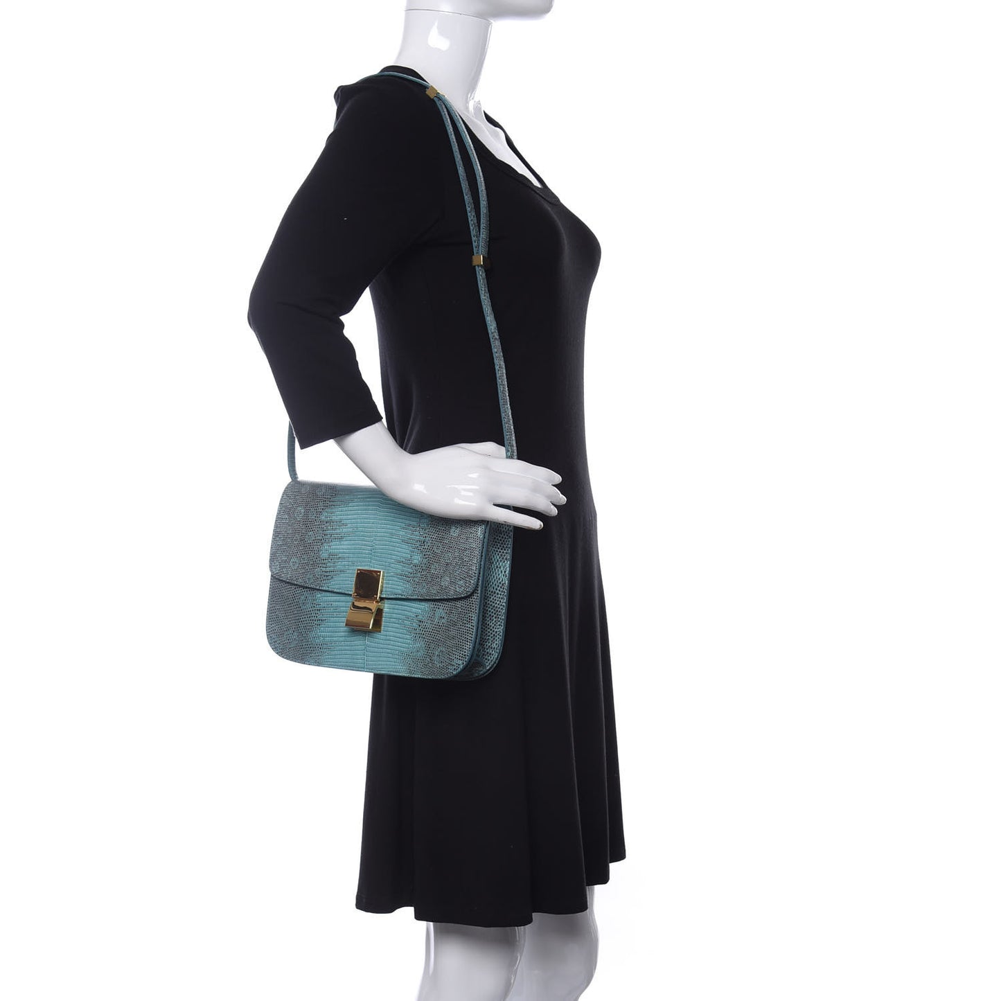 Lizard Medium Classic Box Flap Bag Antarctic