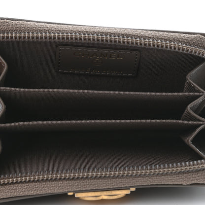 Chanel Lambskin Quilted Boy Zip Around Coin Purse Wallet Khaki 4 of 4
