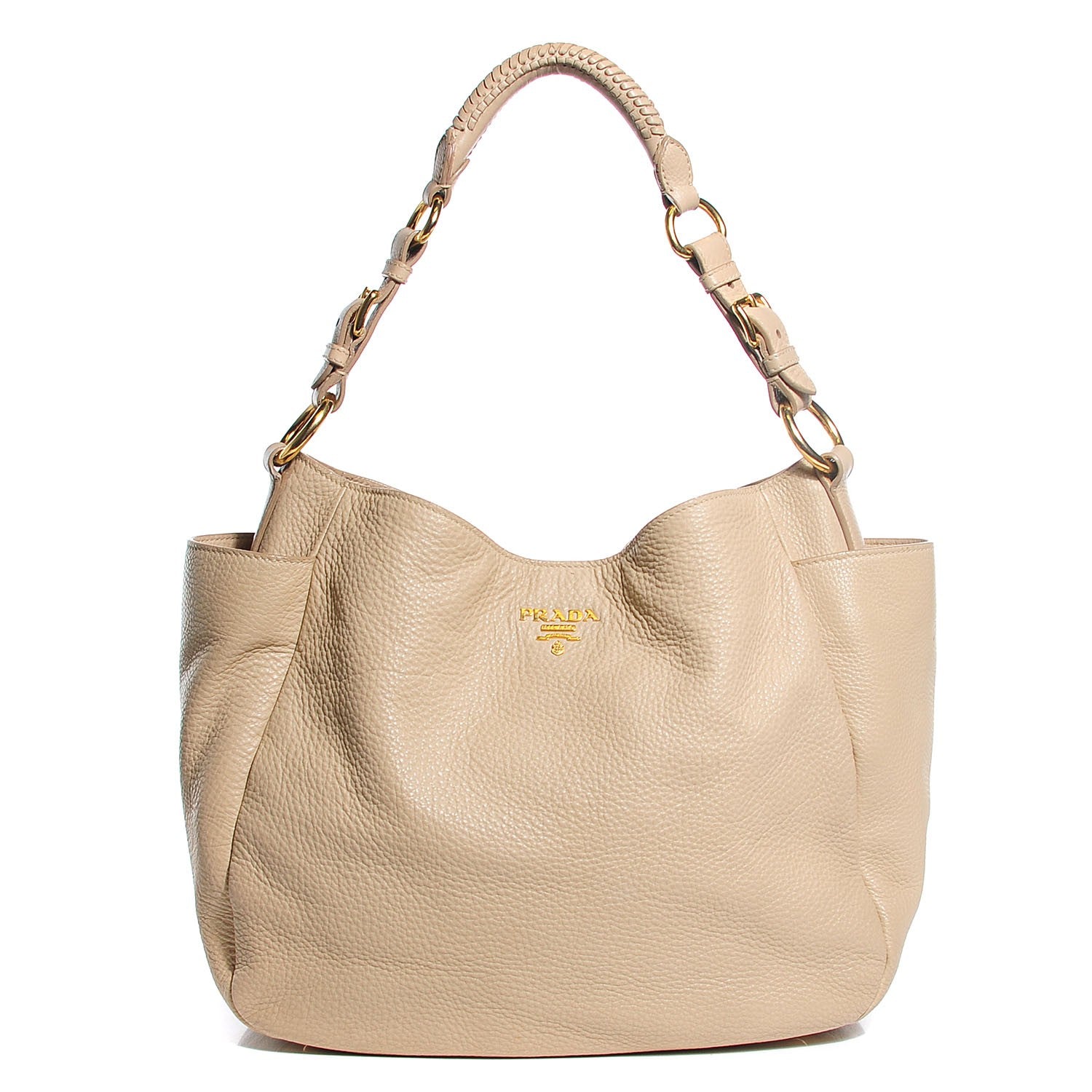 Prada Vitello Daino Side Pocket Hobo Sabbia 1 of 11