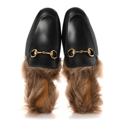 Gucci Calfskin Fur Mens Princetown Slippers 8.5 Black 2 of 9