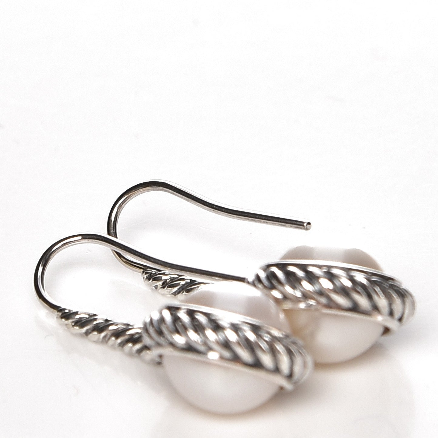 Sterling Silver Pearl 9mm Cable Drop Earrings