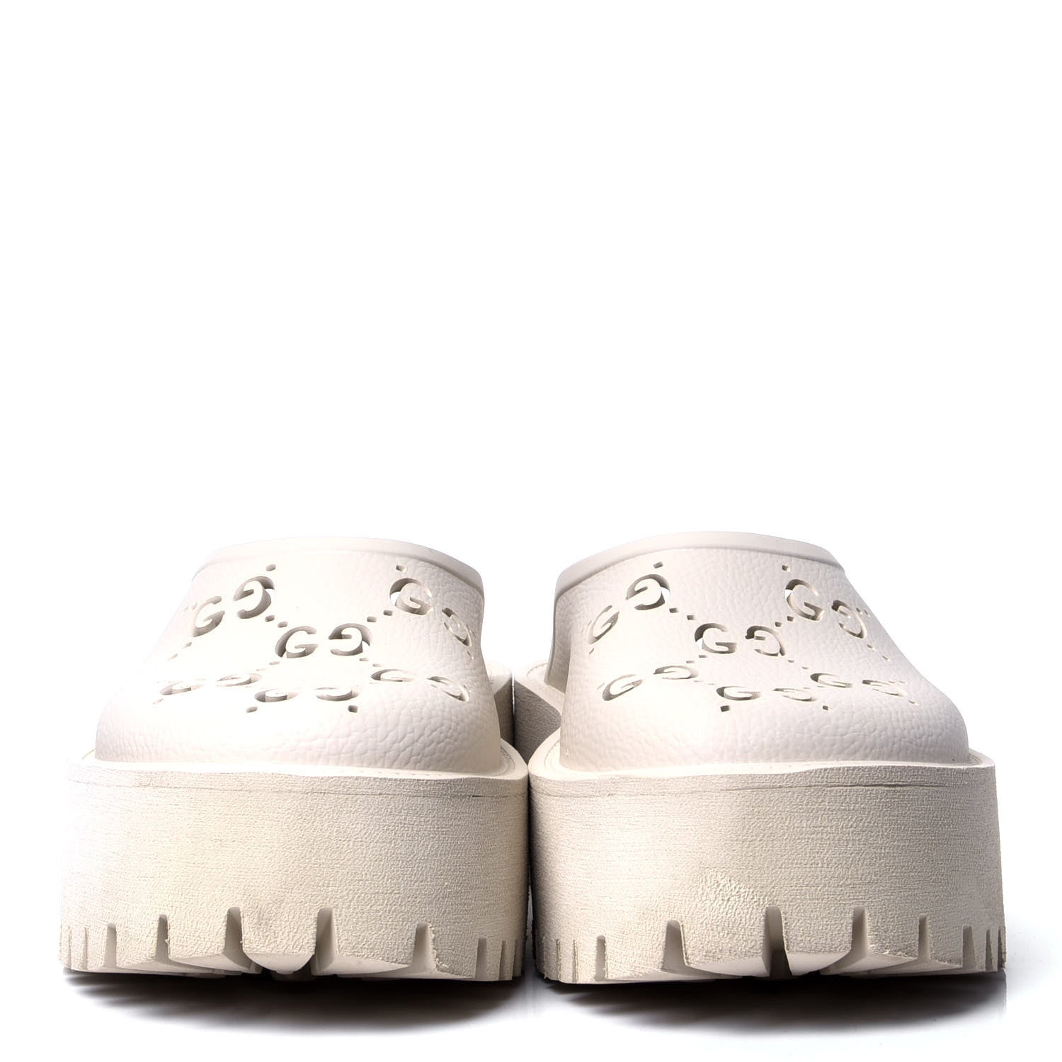 Gucci Rubber GG Monogram Perforated Elea Platform 55mm Lug Sole Sandals 37 Mystic White 2 of 6
