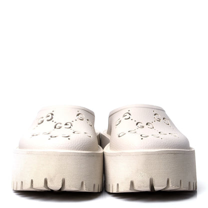 Gucci Rubber GG Monogram Perforated Elea Platform 55mm Lug Sole Sandals 37 Mystic White 2 of 6