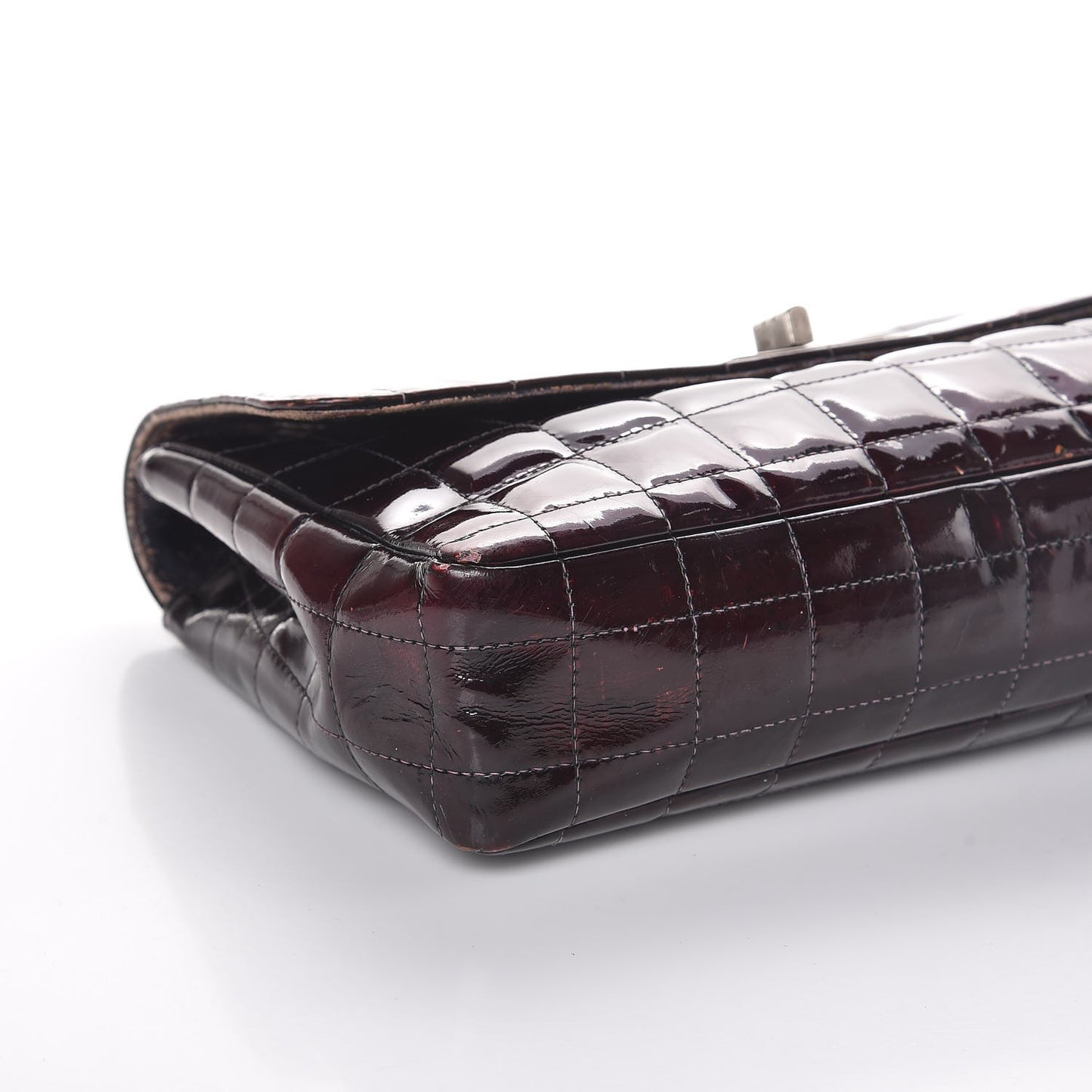 Patent Chocolate Bar Mademoiselle Flap Burgundy
