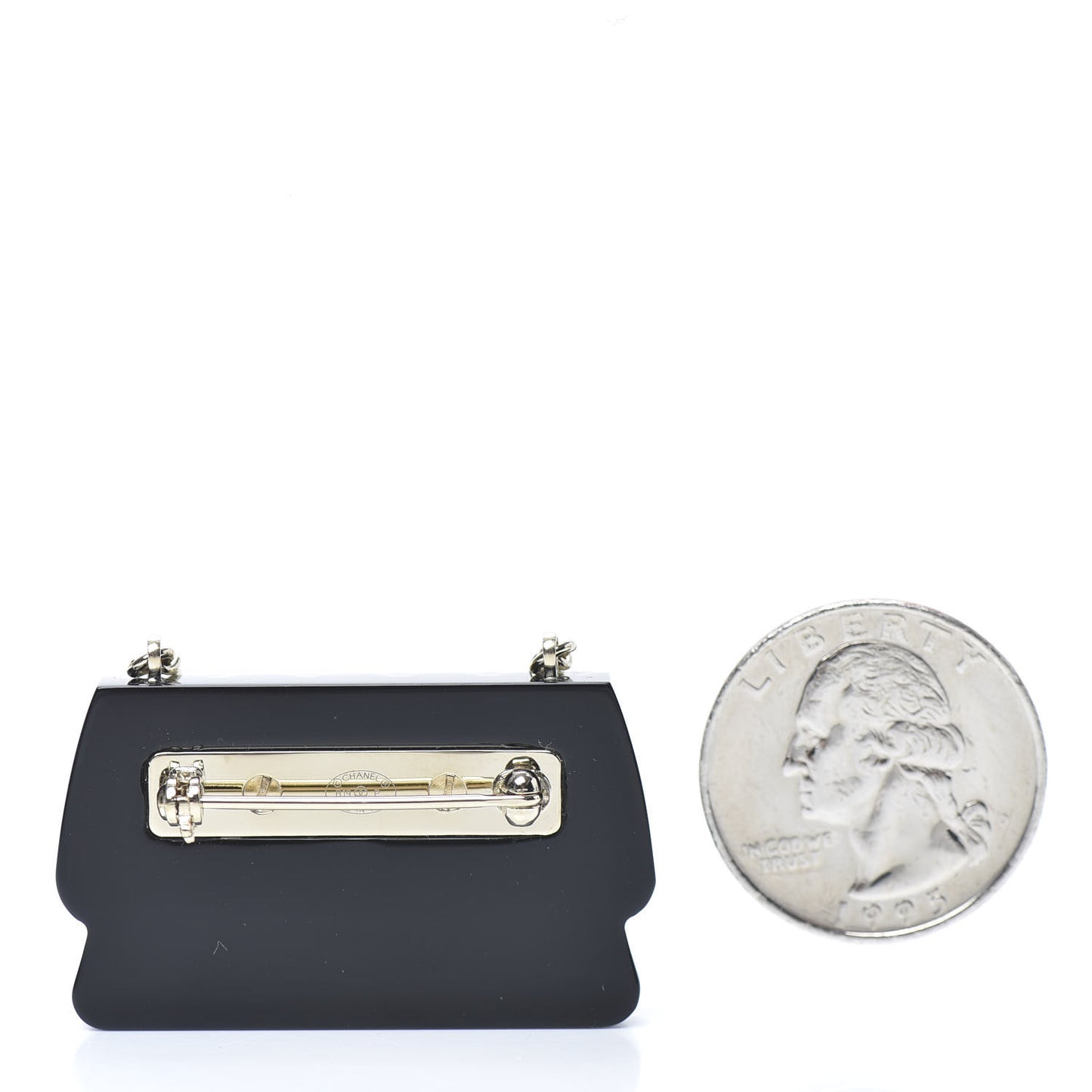 Resin Flap Bag Brooch Gold Black White