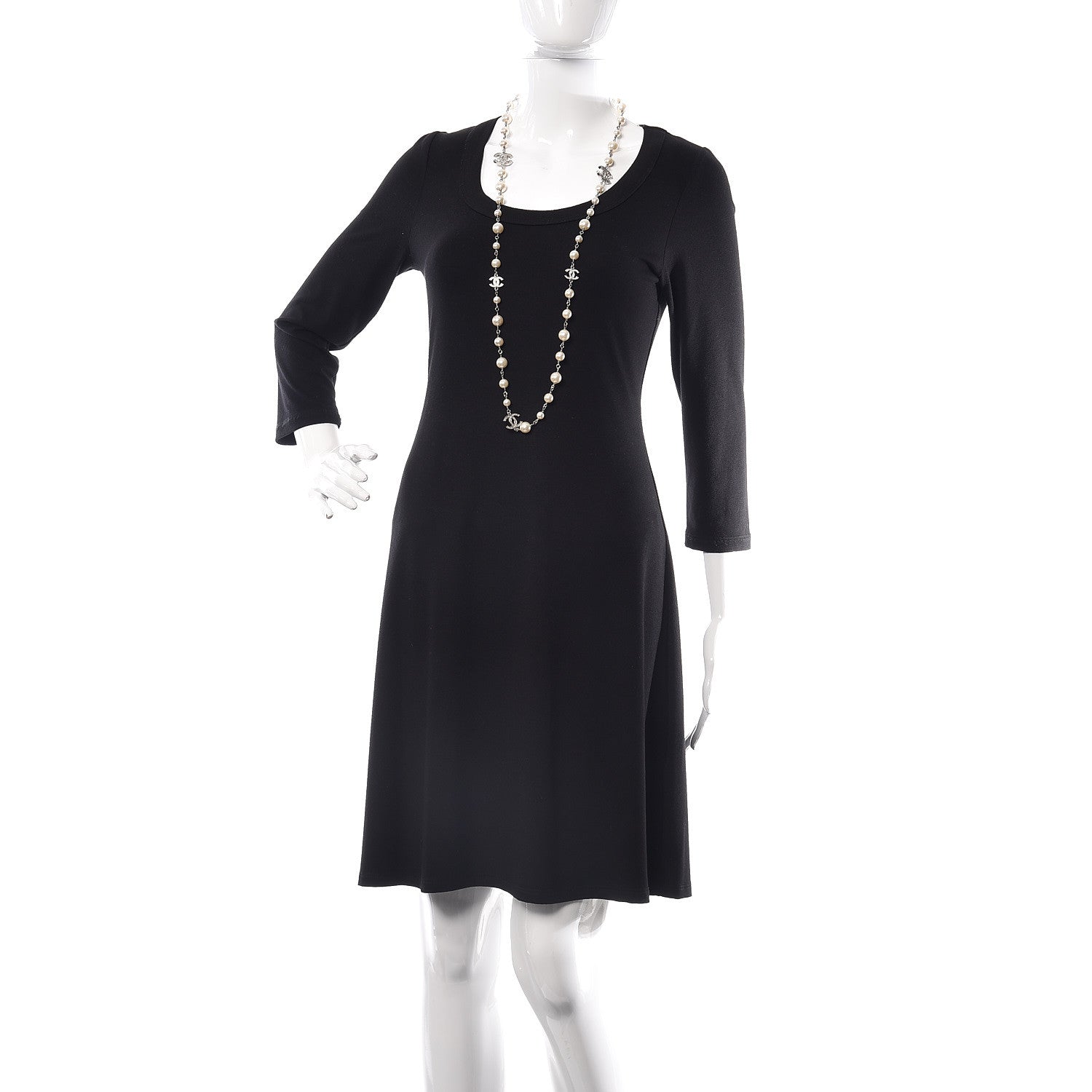 Chanel Crystal Pearl CC Long Necklace Silver 2 of 5