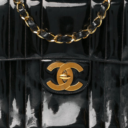 Chanel Patent Vertical Quilted Jumbo Single Flap Black 8 of 17