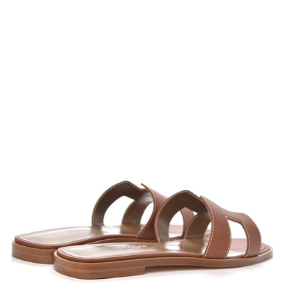 Hermes Box Calfskin Oran Sandals 36 Gold 4 of 9