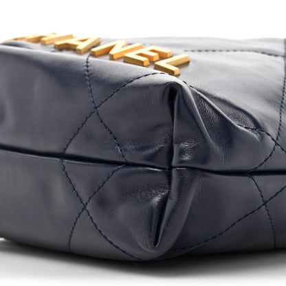 Chanel Shiny Calfskin Quilted Mini Chanel 22 Navy Blue 9 of 10