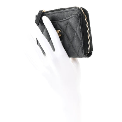 Chanel Caviar Quilted CC Zip Around Card Holder Black 2 of 8