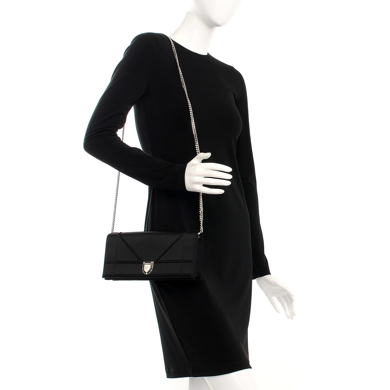 Christian Dior Satin Diorama Pochette Black 2 of 6