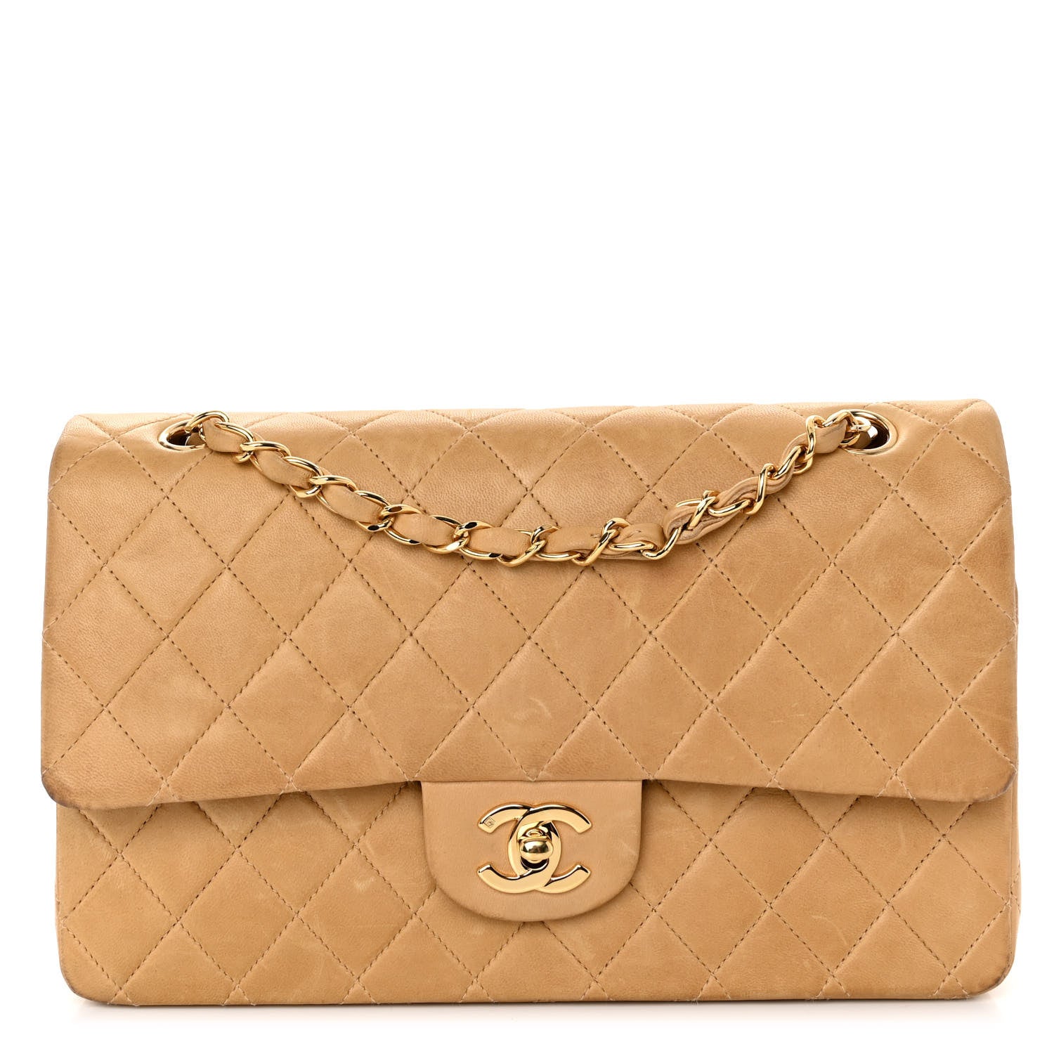 Chanel Lambskin Quilted Medium Double Flap Beige 2 of 13