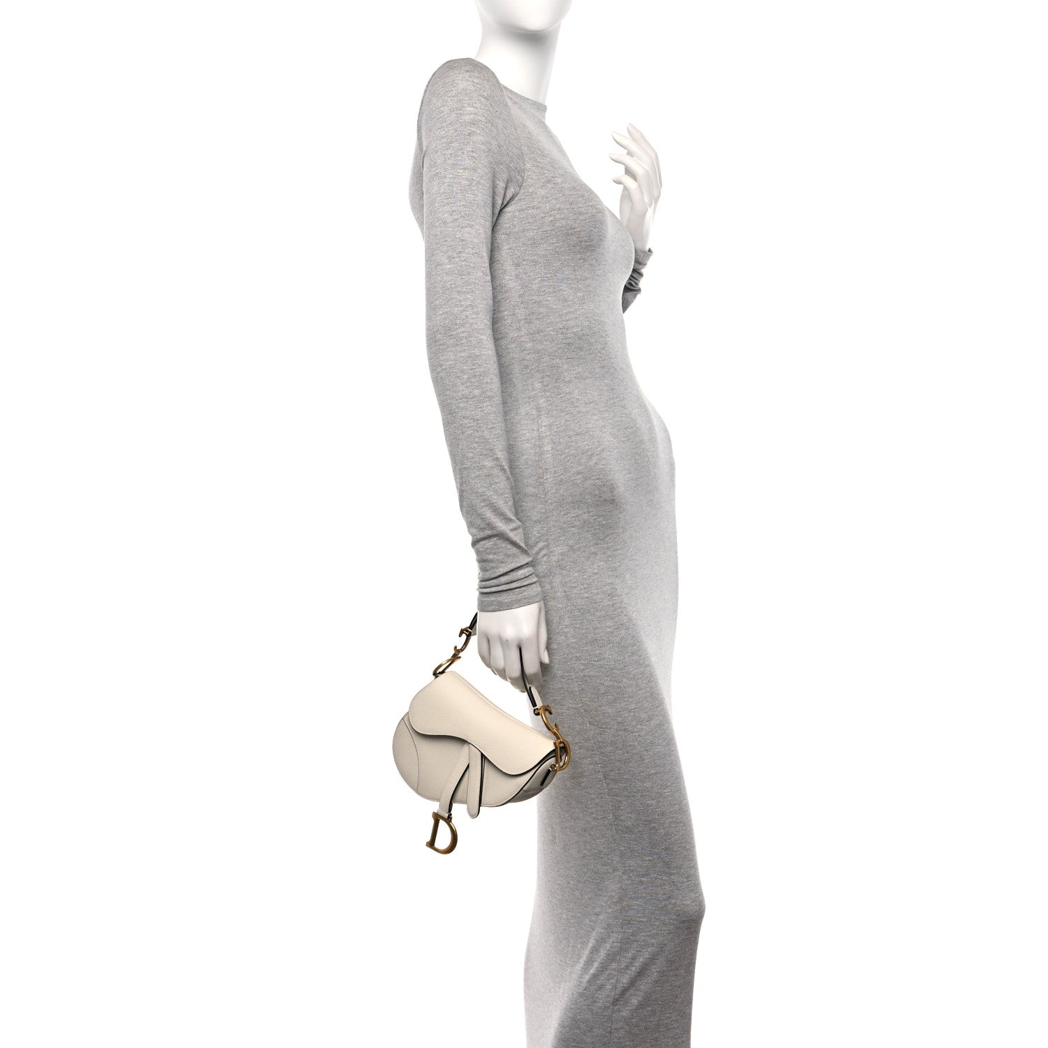 Christian Dior Grained Calfskin Mini Saddle Bag White 2 of 10