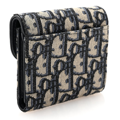 Christian Dior Oblique Saddle Lotus Wallet Blue 3 of 11