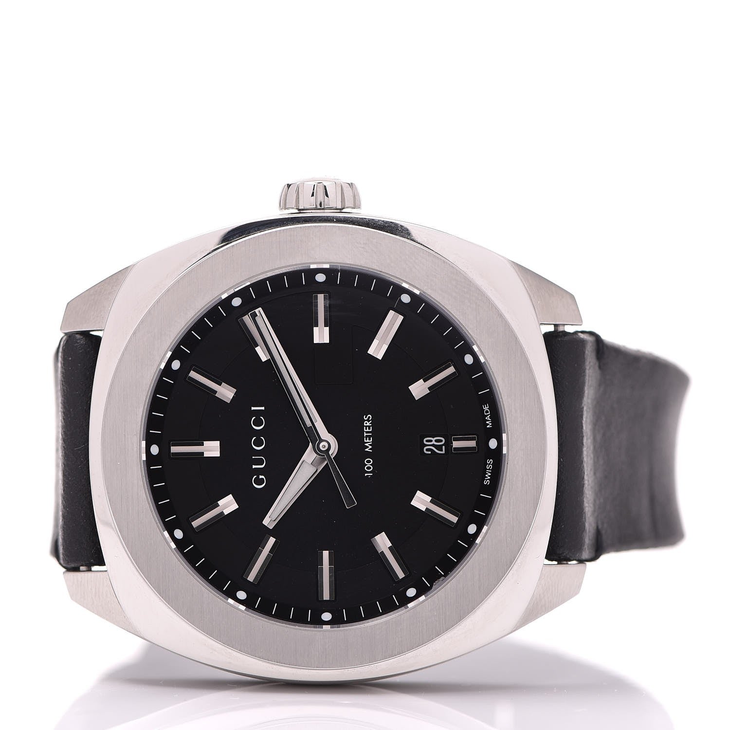 Gucci Stainless Steel Calfskin 44mm GG2570 Toscano Quartz Watch Black 3 of 9