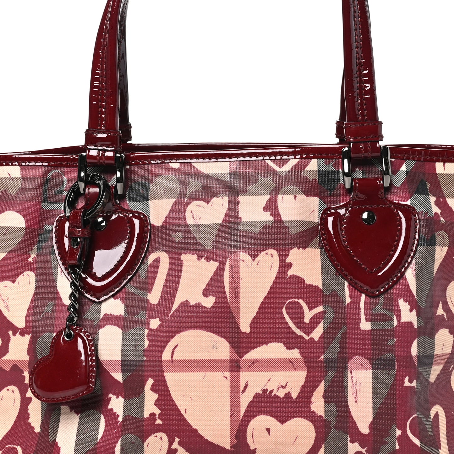Nova Check Heart Print Tote Berry