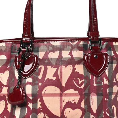 Burberry Nova Check Heart Print Tote Berry 8 of 11